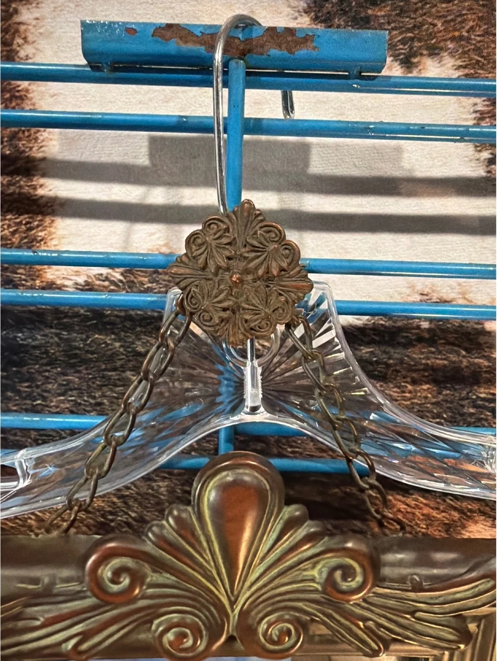 Vintage Ornate Gold Wall Mirror with Decorative Hanging Accent